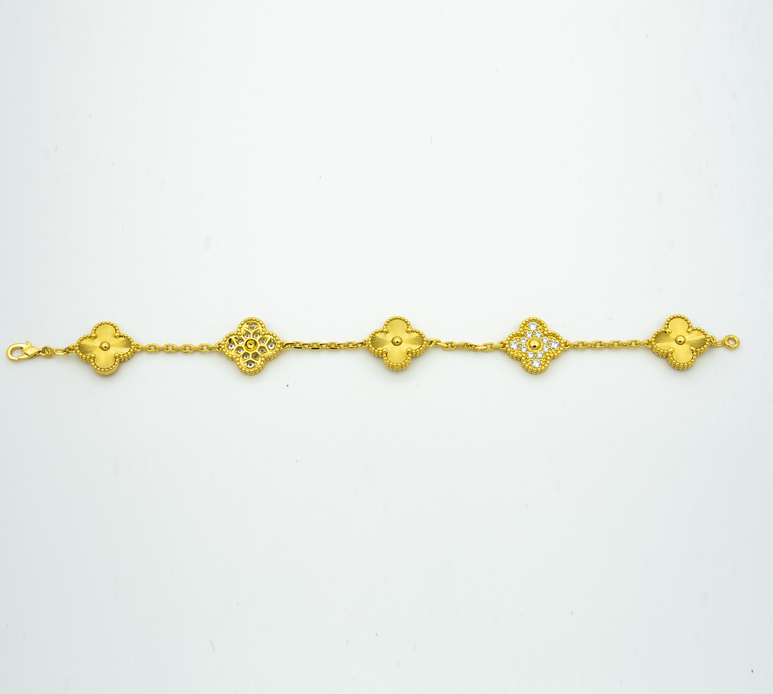CLOVER BRACELET 5 MOTIFS GOLD DIAMOND