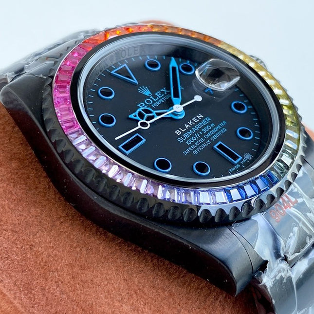 SUBMARINER DATE 40 CUSTOM RAINBOW BLACK BLUE LIMITED EDITION