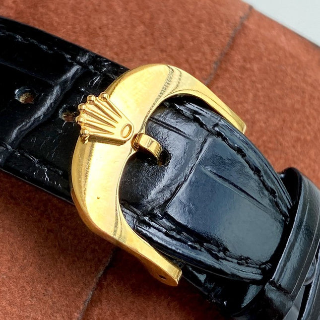 OYSTER PERPETUAL 40MM GOLD CASE LEATHER STRAP