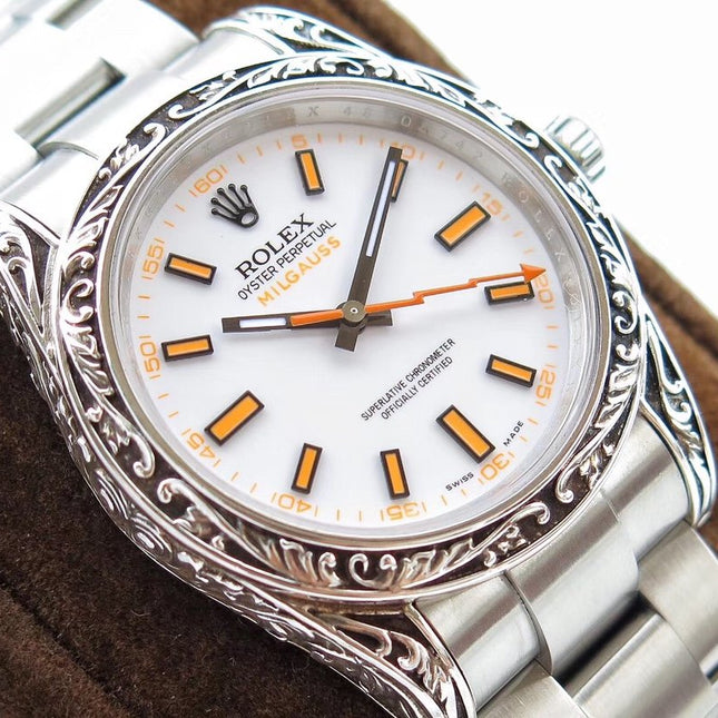 MILGAUSS 40 HAND ENGRAVED CASE WHITE DIAL