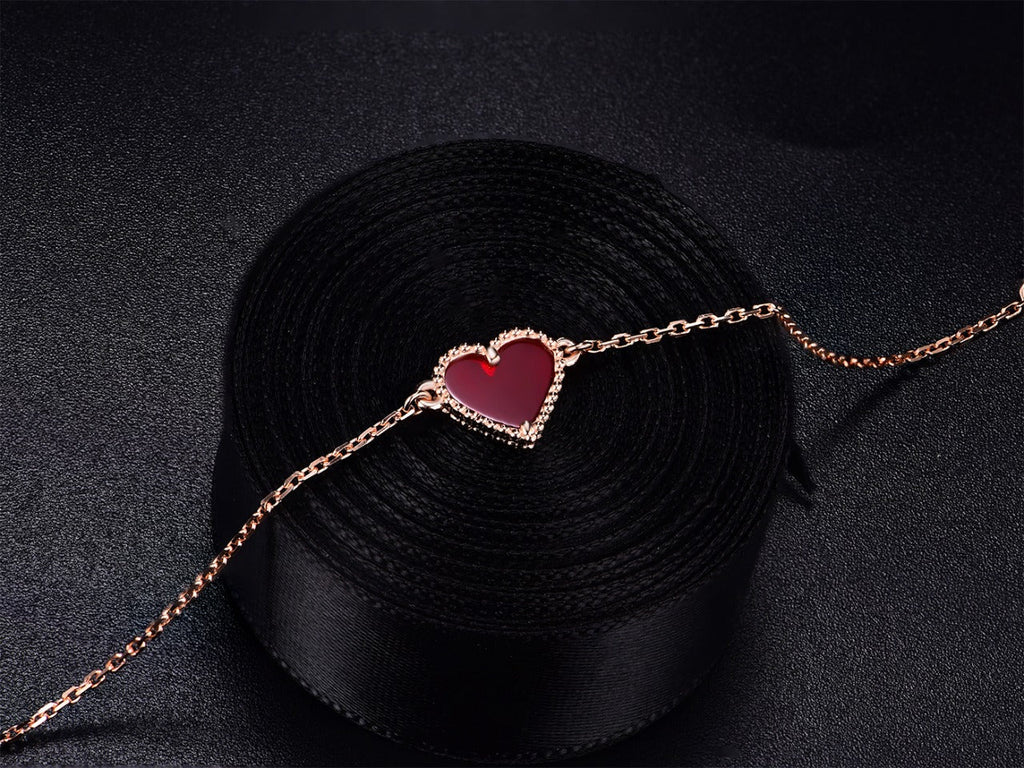 HEART CARNELIAN PINK GOLD BRACELET