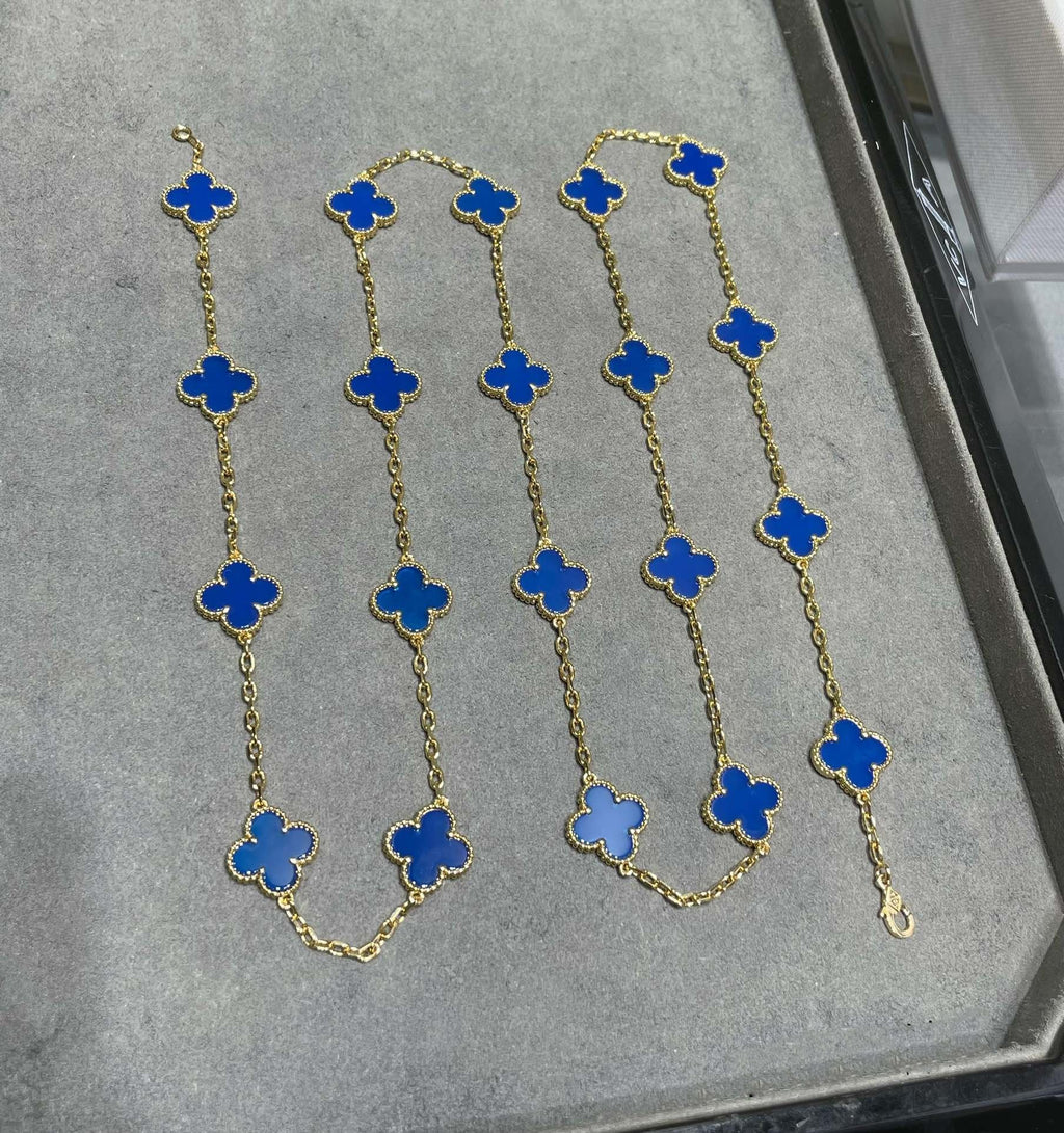 CLOVER 20 MOTIF AGATE 86CM NECKLACE