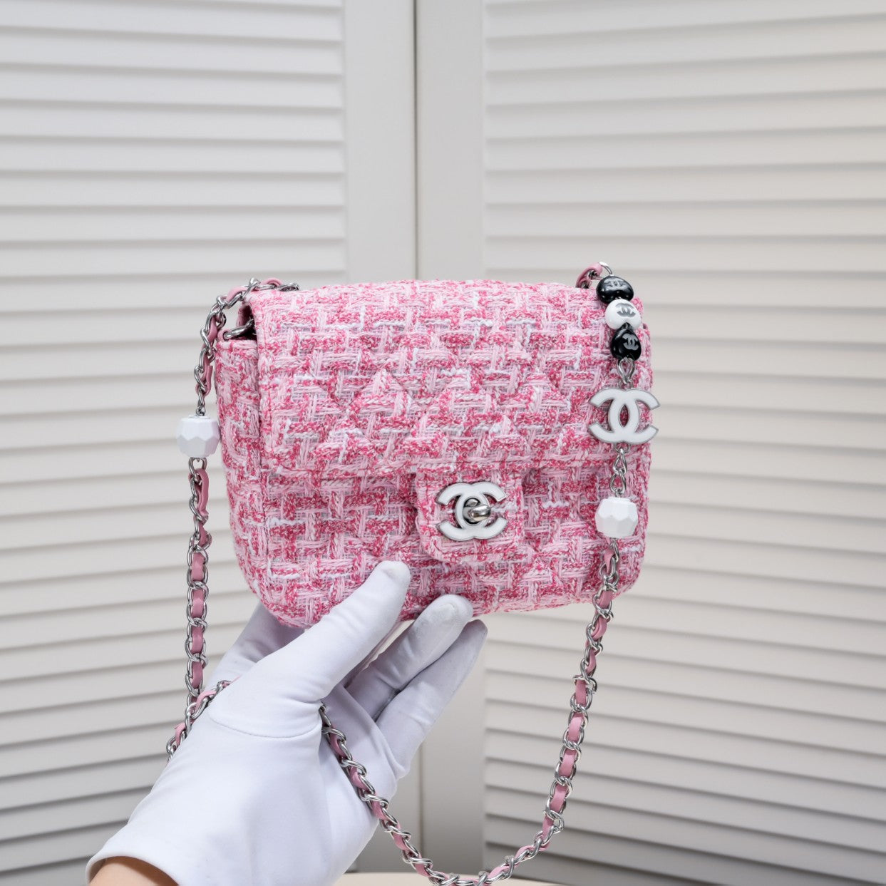 MINI FLAP BAG TWEED 8055 PINK