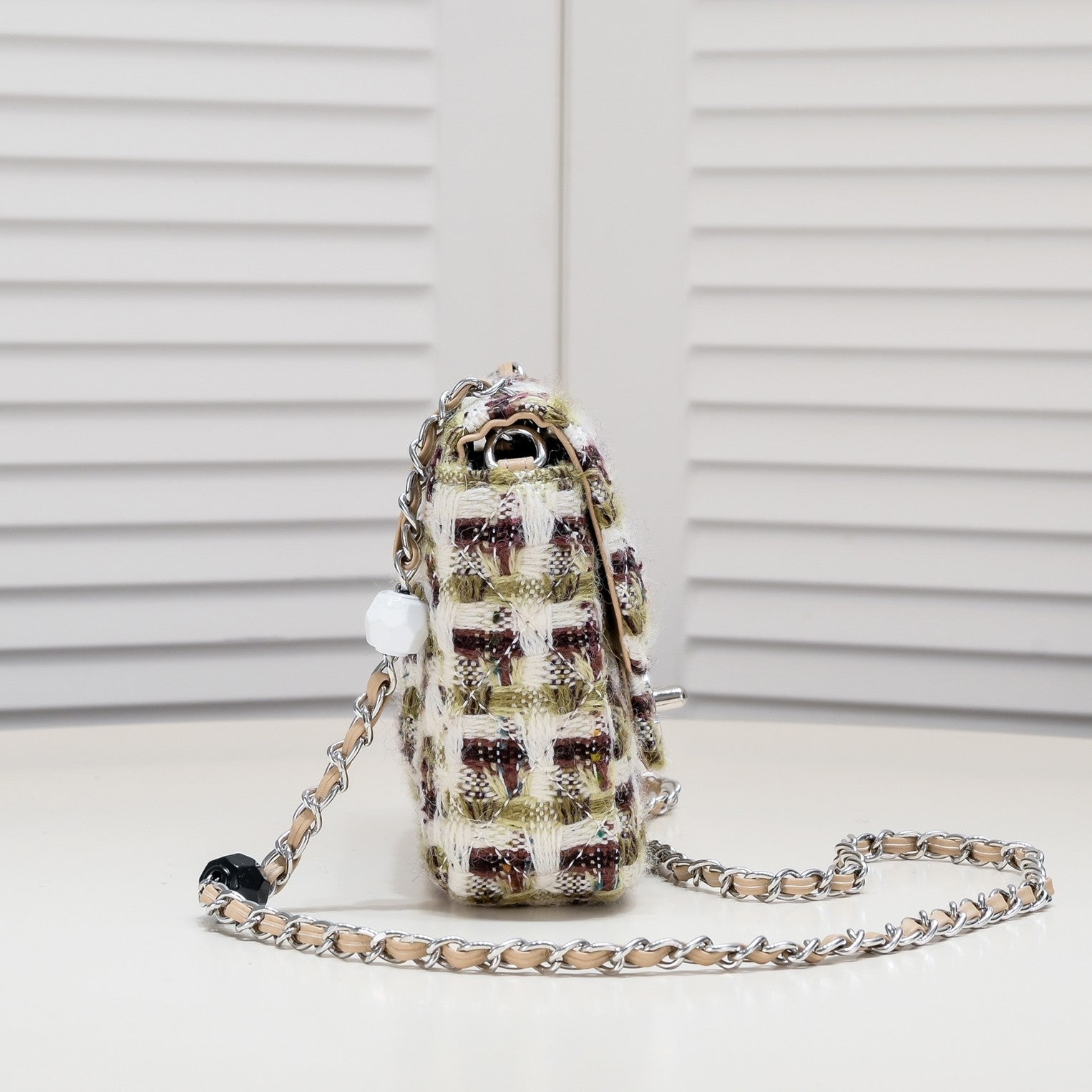 MINI FLAP BAG TWEED 8055 GREEN BROWN