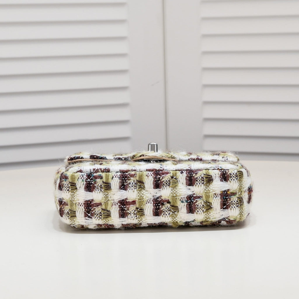MINI FLAP BAG TWEED 8055 GREEN BROWN