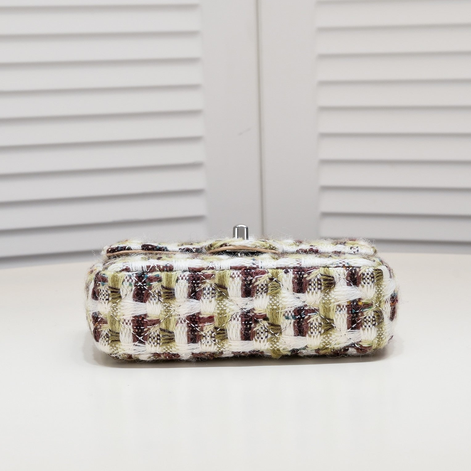 MINI FLAP BAG TWEED 8055 GREEN BROWN