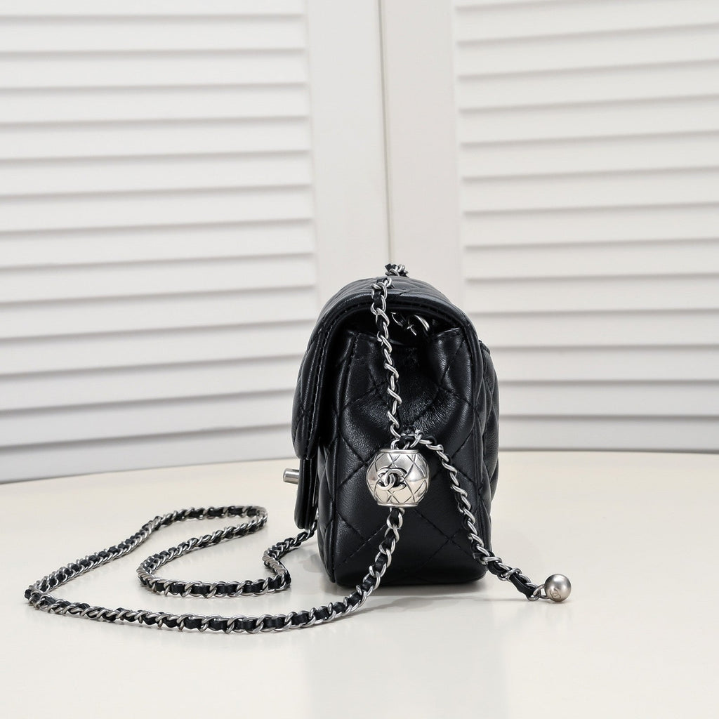 SMALL FLAP BAG 17CM 1786 BLACK SILVER