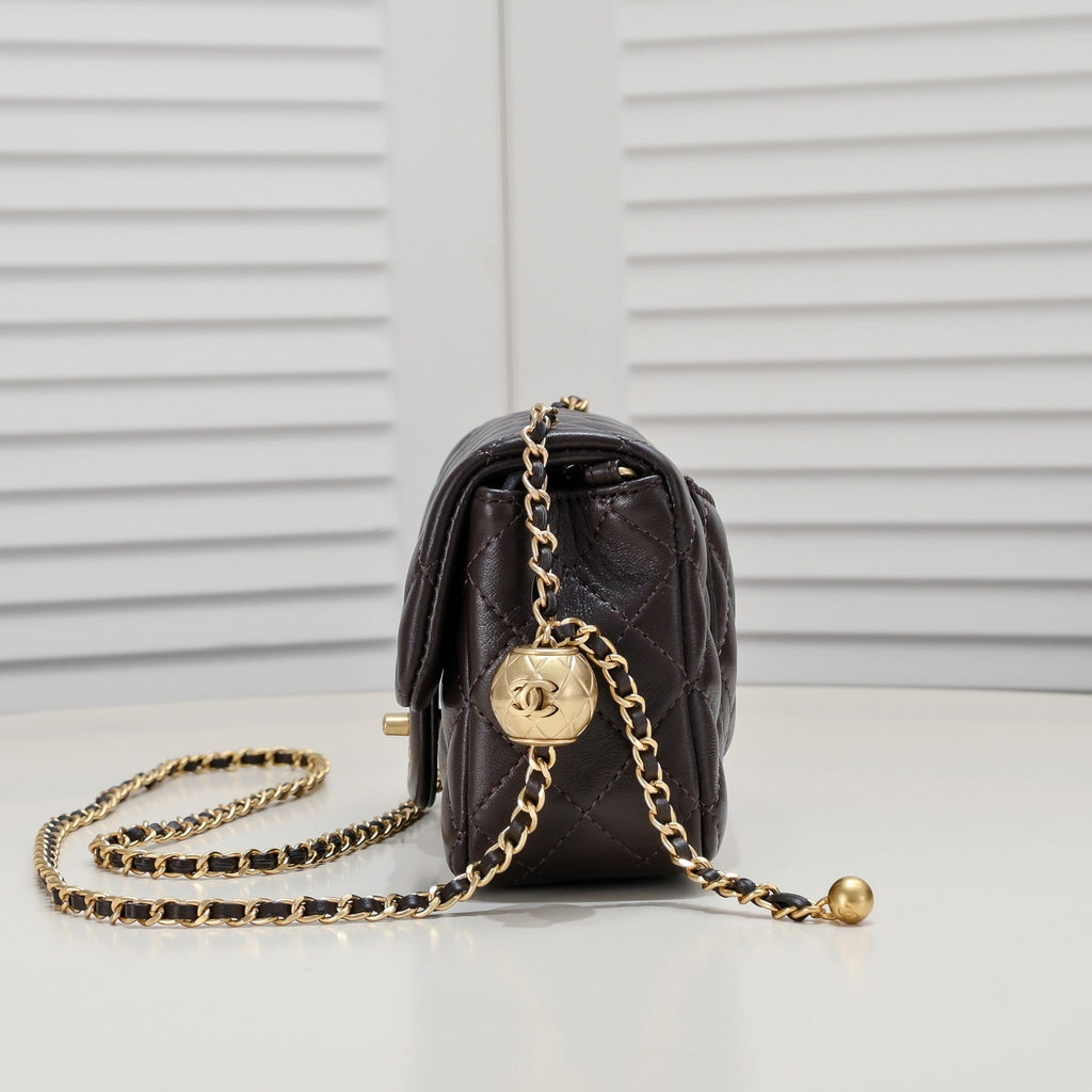 FLAP BAG 20CM 1787 BROWN GOLD