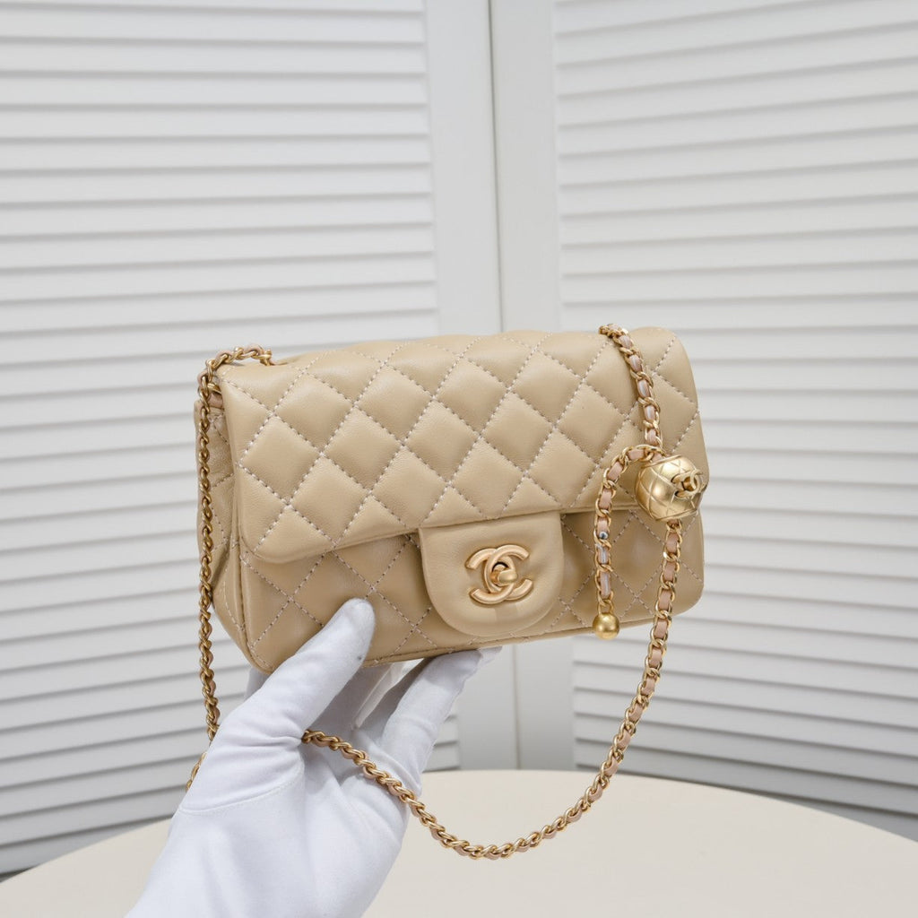 FLAP BAG 20CM 1787 PALE BROWN GOLD