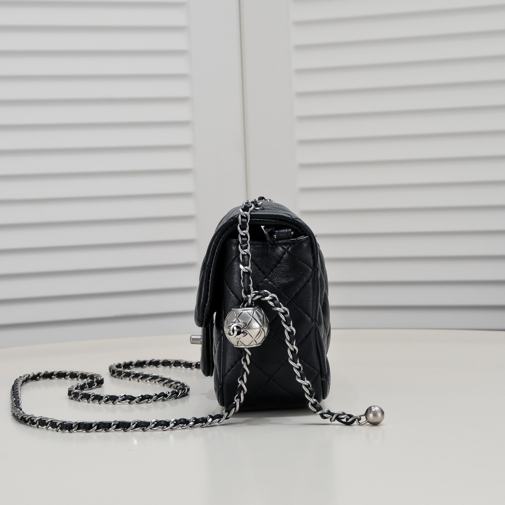FLAP BAG 20CM 1787 BLACK SILVER