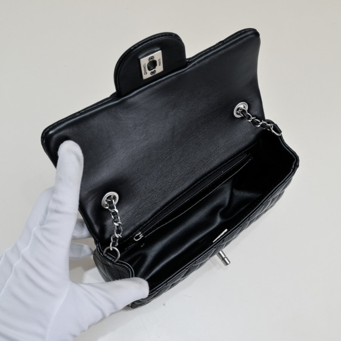 FLAP BAG 20CM 1787 BLACK SILVER