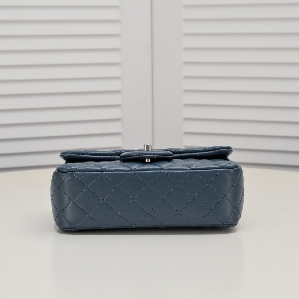 FLAP BAG 20CM 1787 SAPPHIRE BLUE SILVER