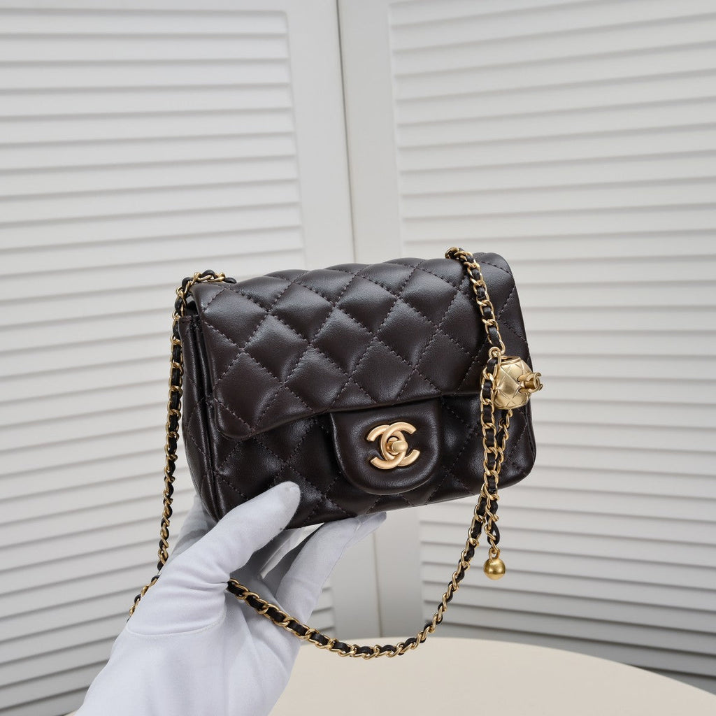 SMALL FLAP BAG 17CM 1786 BROWN GOLD