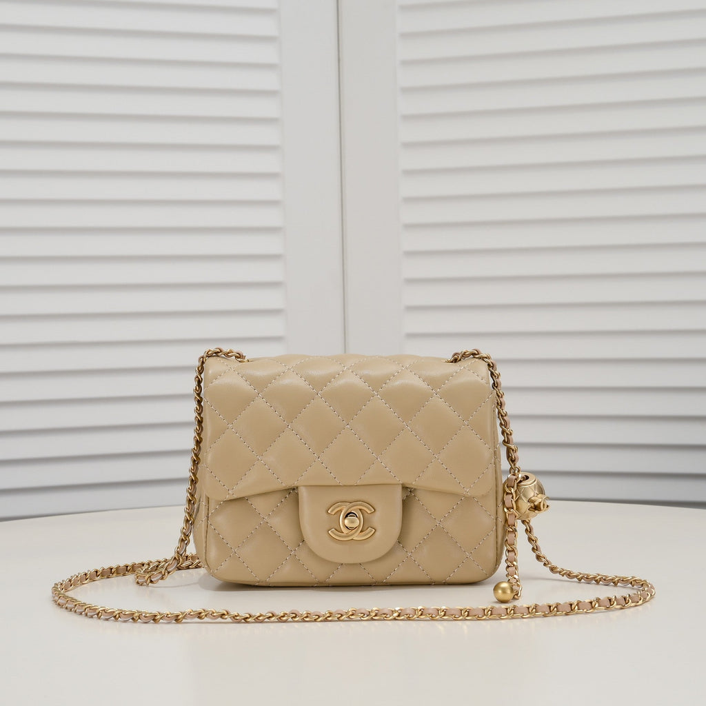 SMALL FLAP BAG 17CM 1786 PALE BROWN GOLD