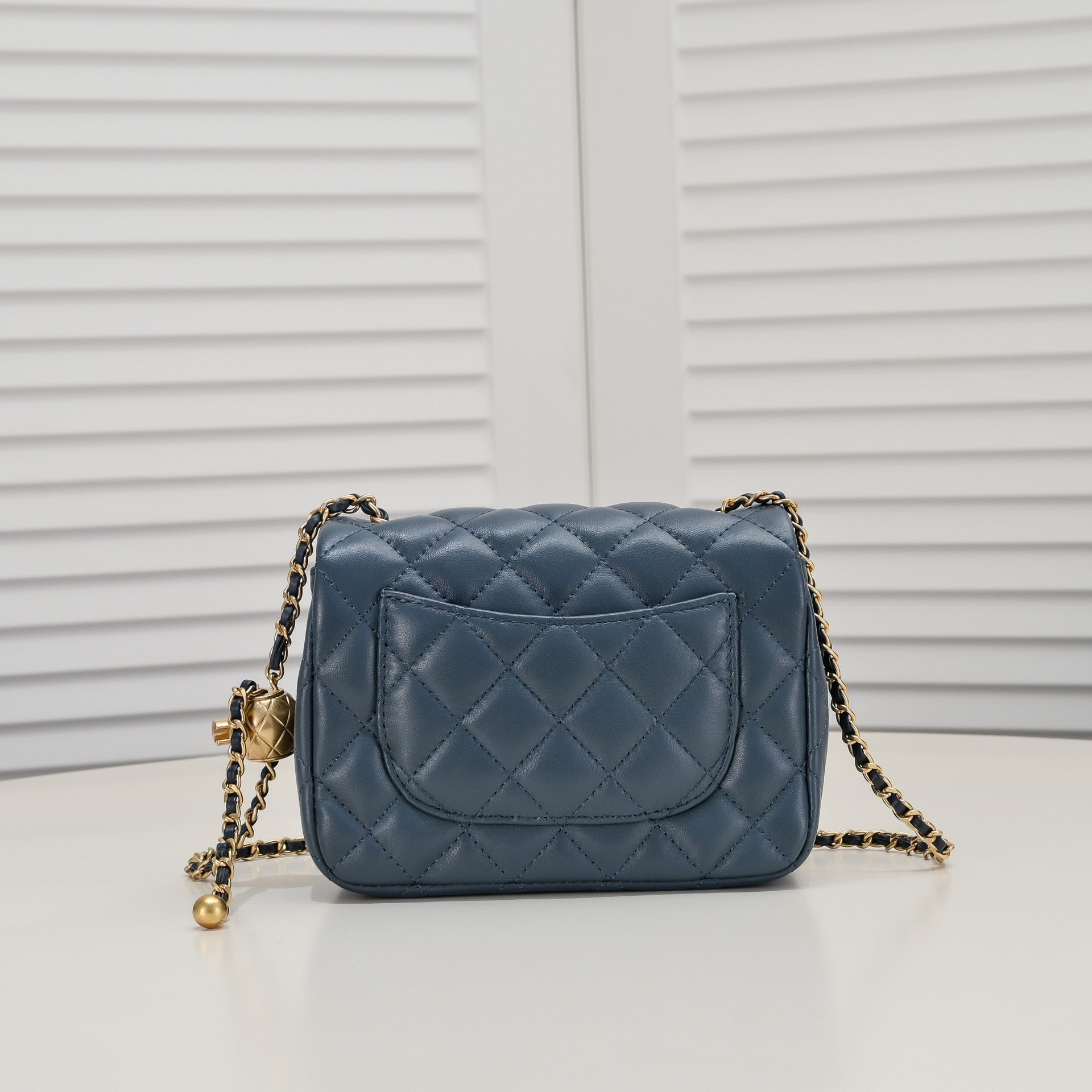 SMALL FLAP BAG 17CM 1786 SAPPHIRE BLUE GOLD