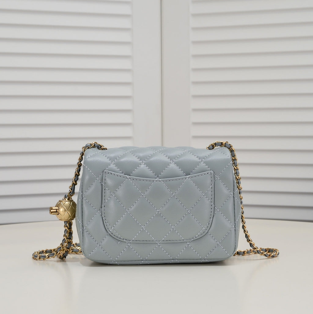 SMALL FLAP BAG 17CM 1786 GREY GOLD