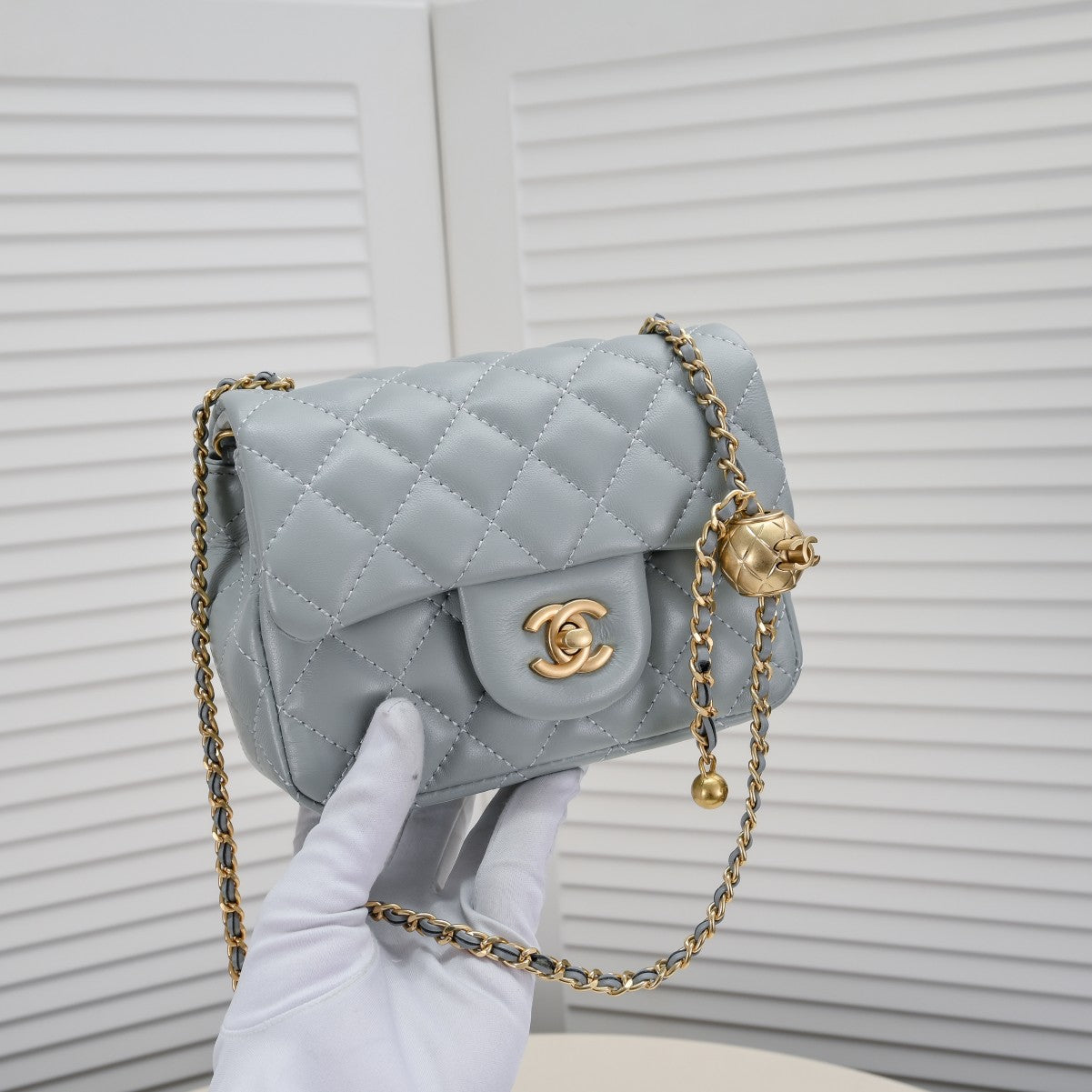 SMALL FLAP BAG 17CM 1786 GREY GOLD