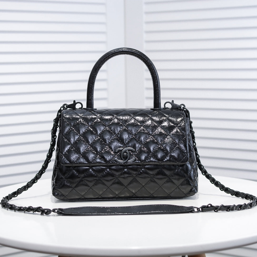 GUNMETAL QUILTED AGED CALFSKIN MEDIUM 26CM 92991