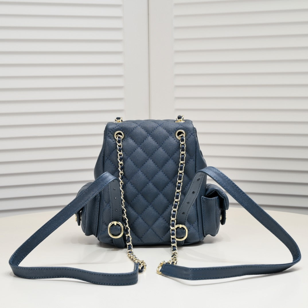 DOUBLE-SHOULDER MINI BACKPACK 9111 NAVY BLUE