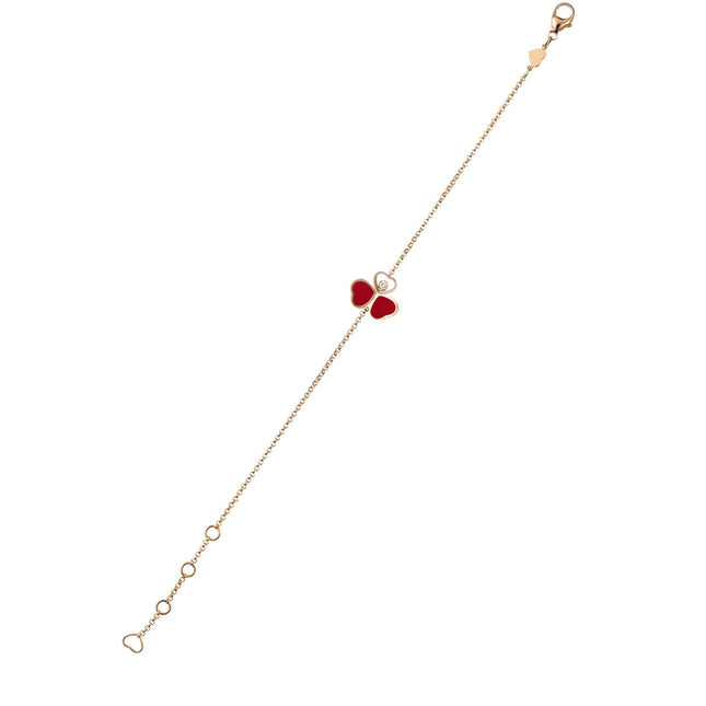 HAPPY HEART CARNELIAN BRACELET PINK GOLD DIAMOND