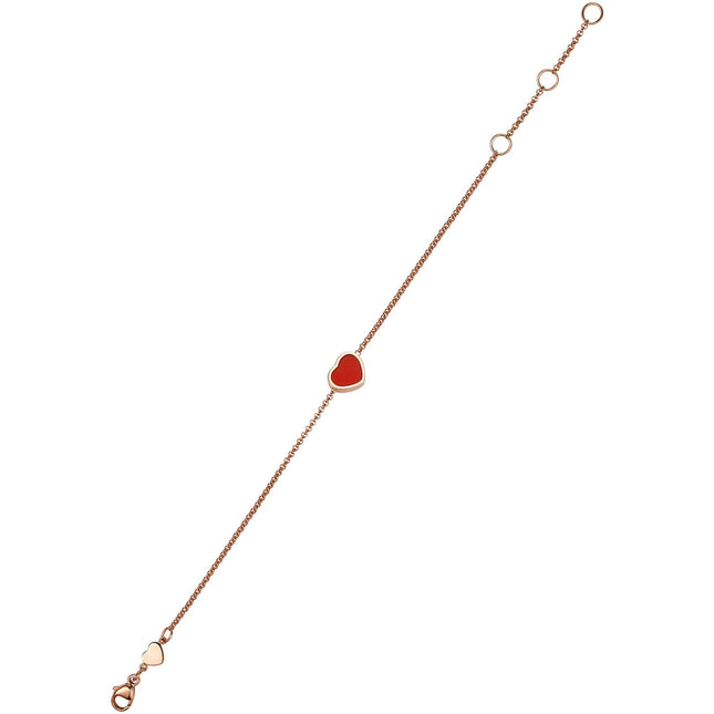 HAPPY HEART CARNELIAN PINK GOLD BRACELET DIAMOND