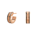 ZERO 1 ROCK PINK GOLD EARRINGS WITH STUDDED SPIRAL AND BLACK CERAMIC
