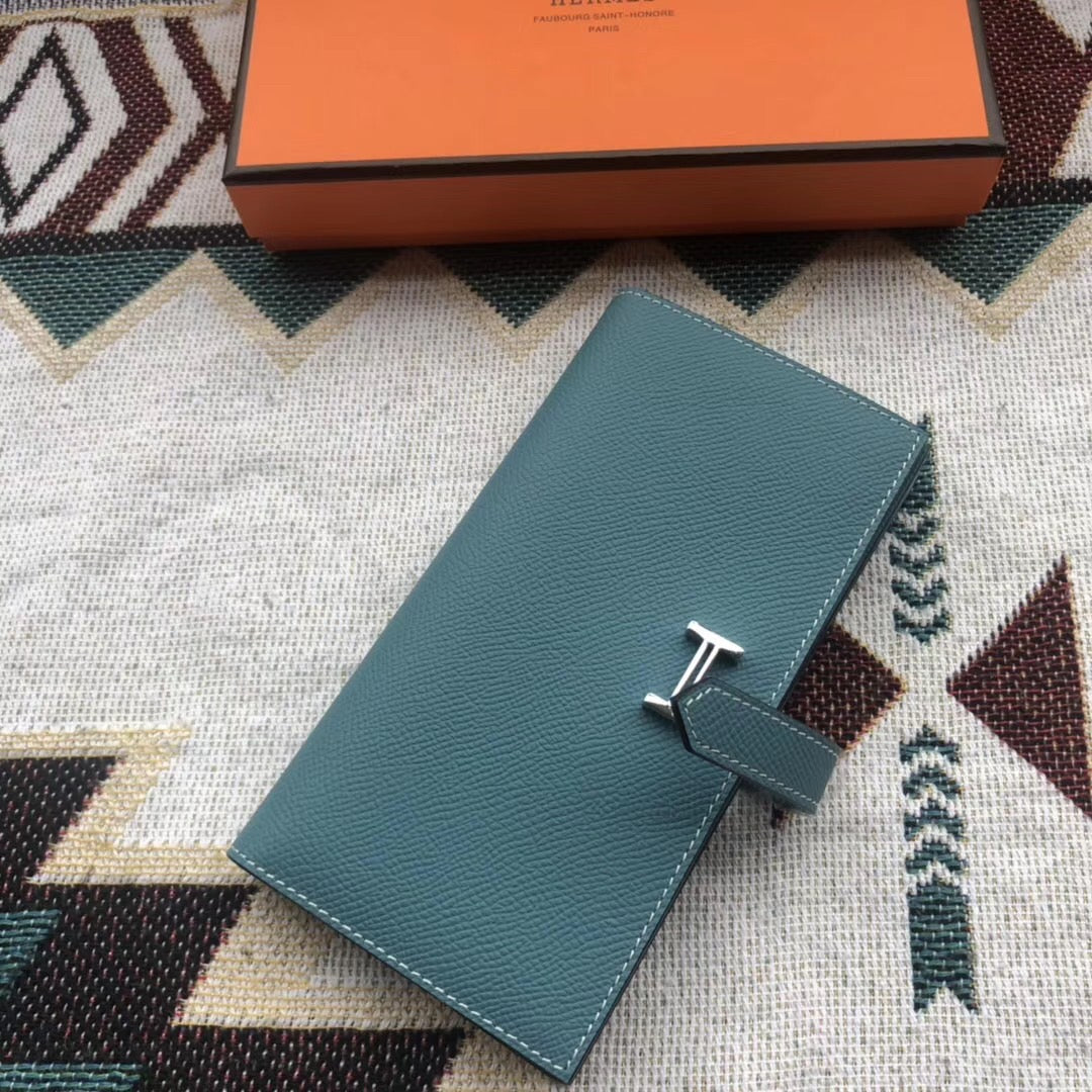 BEARN LONG 17 WALLET IN PINE GREEN EPSOM LEATHER