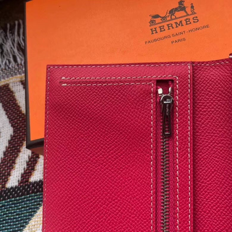 BEARN LONG 17 WALLET IN ROSE RED EPSOM LEATHER