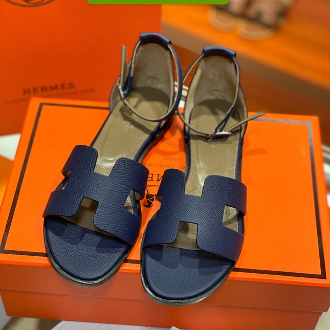 SANTORINI SANDAL NAVY CALFSKIN