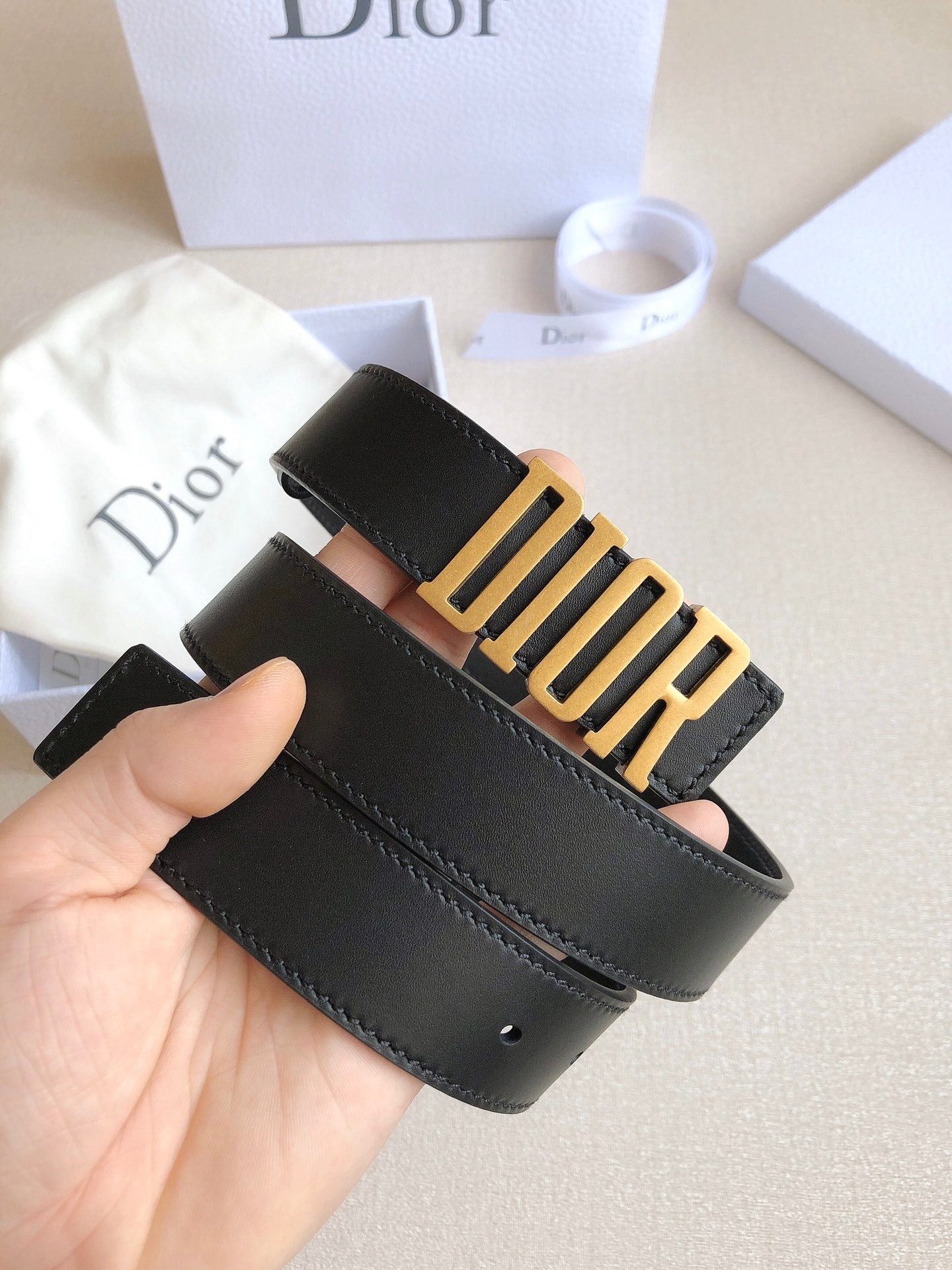 DIOR 25S BELT 30 MM IN BLACK CALFSKIN 613179