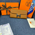 HM CLUTCH CONSTANCE 22 BRONZE CALFSKIN SILVER HARDWARE