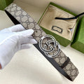 GG MARMONT MONOGRAM BELT 40MM SILVER HARDWARE