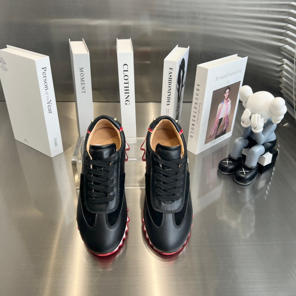 LOUBISHARK SNEAKERS IN BLACK CALFSKIN AND MESH