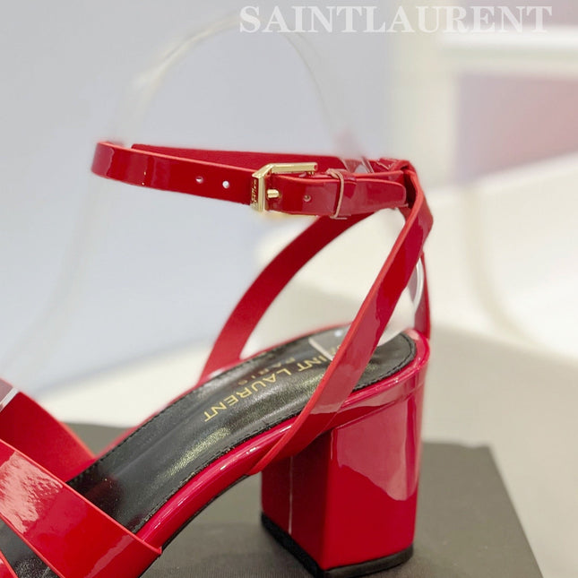 SL TRIBUTE SANDAL GLOSSY RED CALFSKIN
