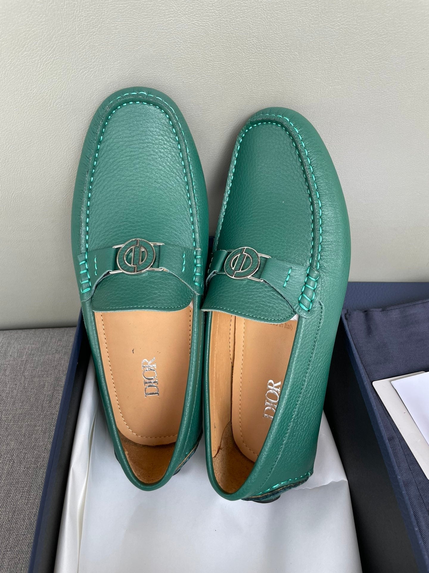 CD JUAL ICON BUCKLE LOAFER PINE GRAINED CALFSKIN