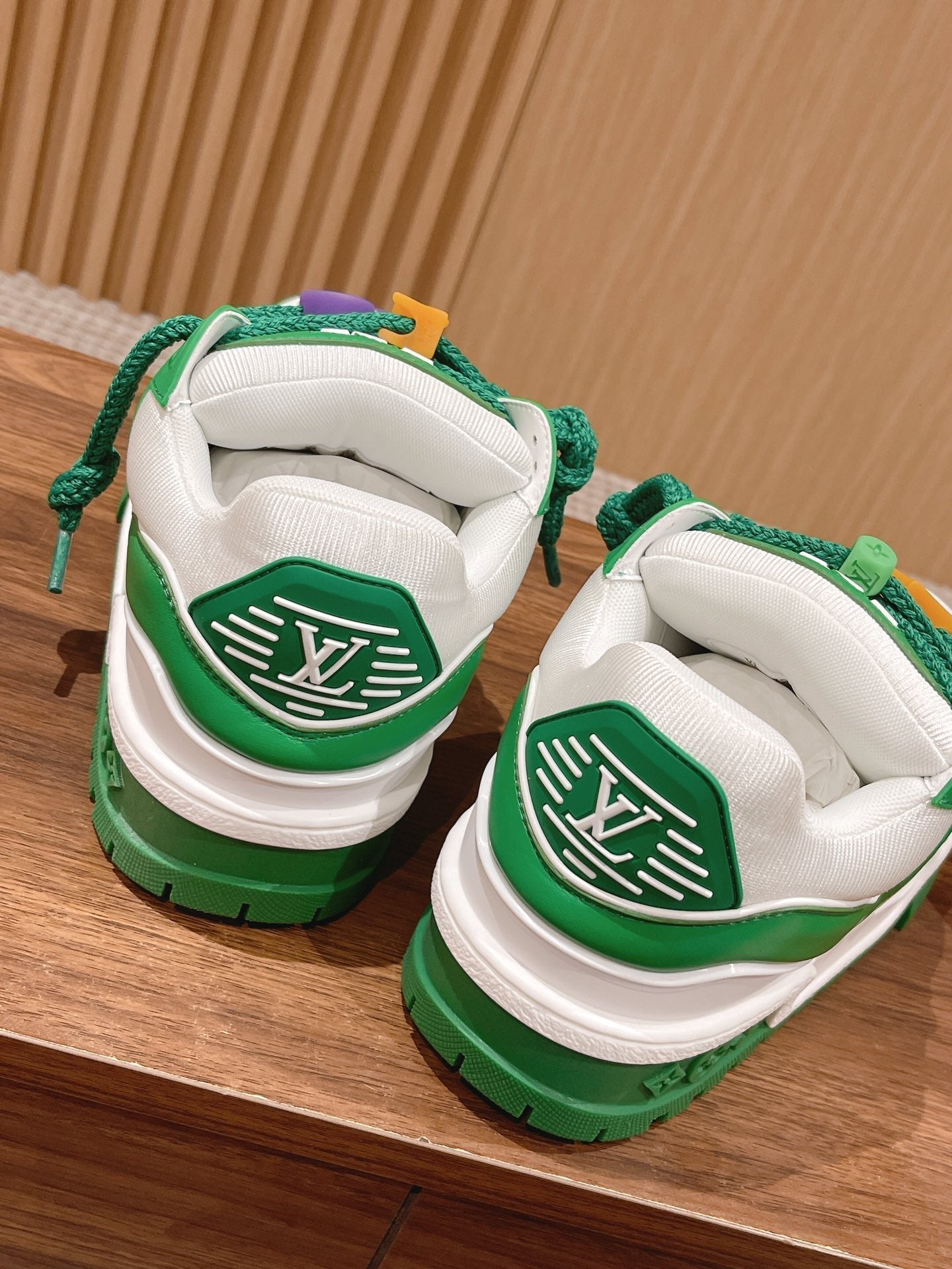 LV Trainer Maxi Sneaker White Mix Green Calfskin