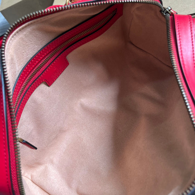 GG MARMONT MATELASSE 27 HANDBAG CHERRY RED CALFSKIN