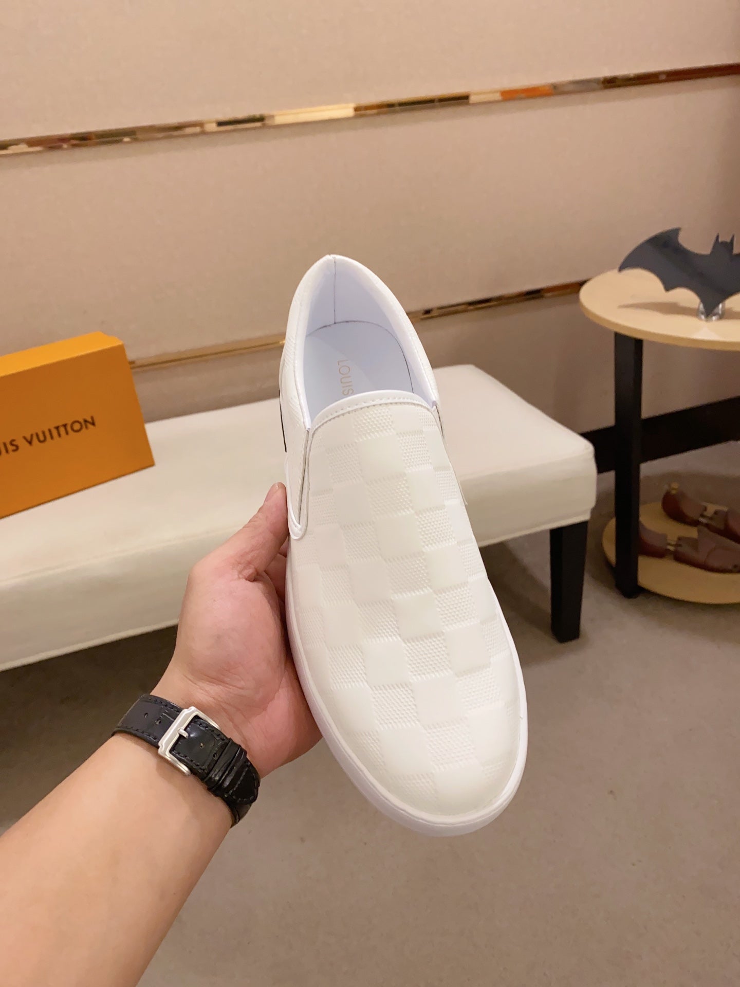 LV LOAFER IN WHITE DAMIER SHEEPSKIN
