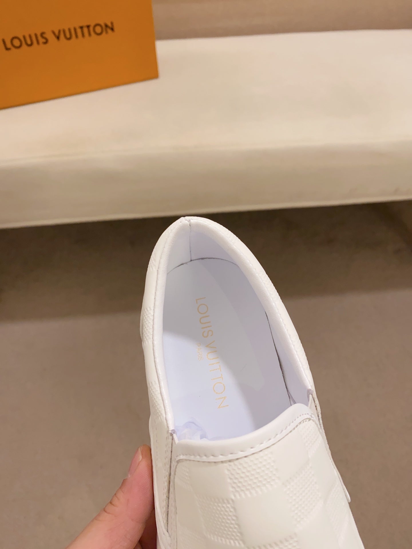 LV LOAFER IN WHITE DAMIER SHEEPSKIN