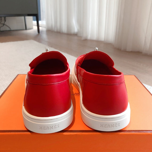 HM GAME SLIP-ON CROCODILE MOTIF SNEAKER RED CALFSKIN