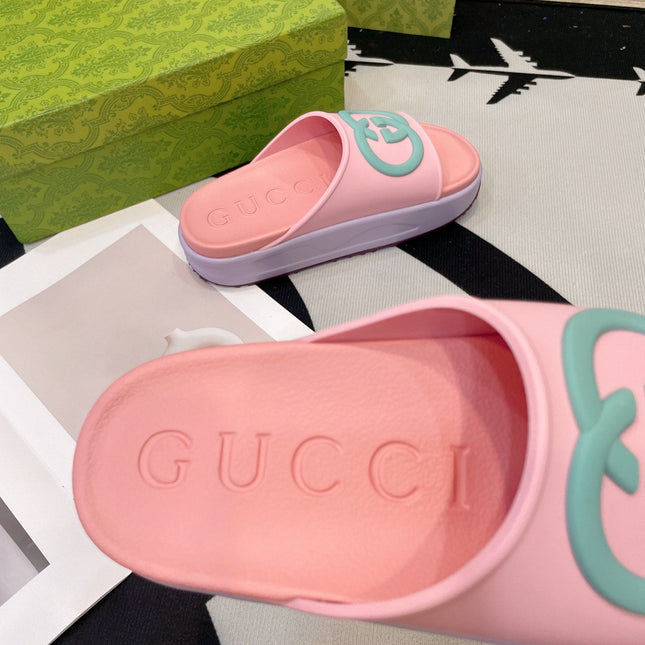 INTERLOCKING G SLIDE SANDAL IN BABY PINK IMPORTED TPU