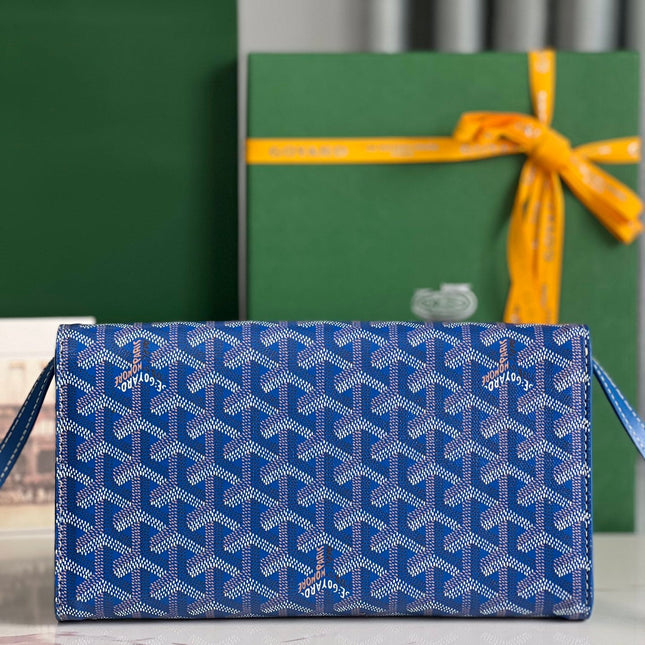 MONTE-CARLO PM CLUTCH 25 IN SAPPHIRE BLUE GOYARDINE CANVAS