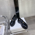 HIGH FLAT SANDALS WITH DOUBLE STRAP-DESIGN LEATHER BLACK