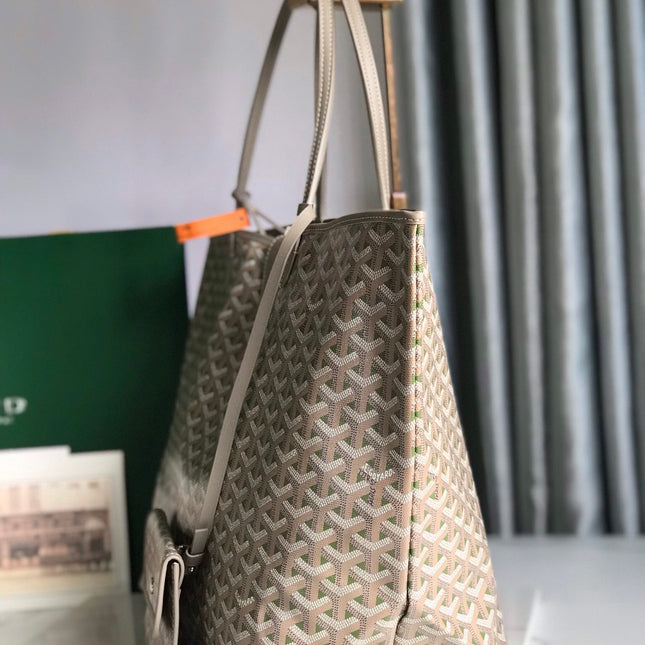 SAINT LOUIS PM 40 IN GREY MIX GREEN GOYARDINE CANVAS AND CALFSKIN