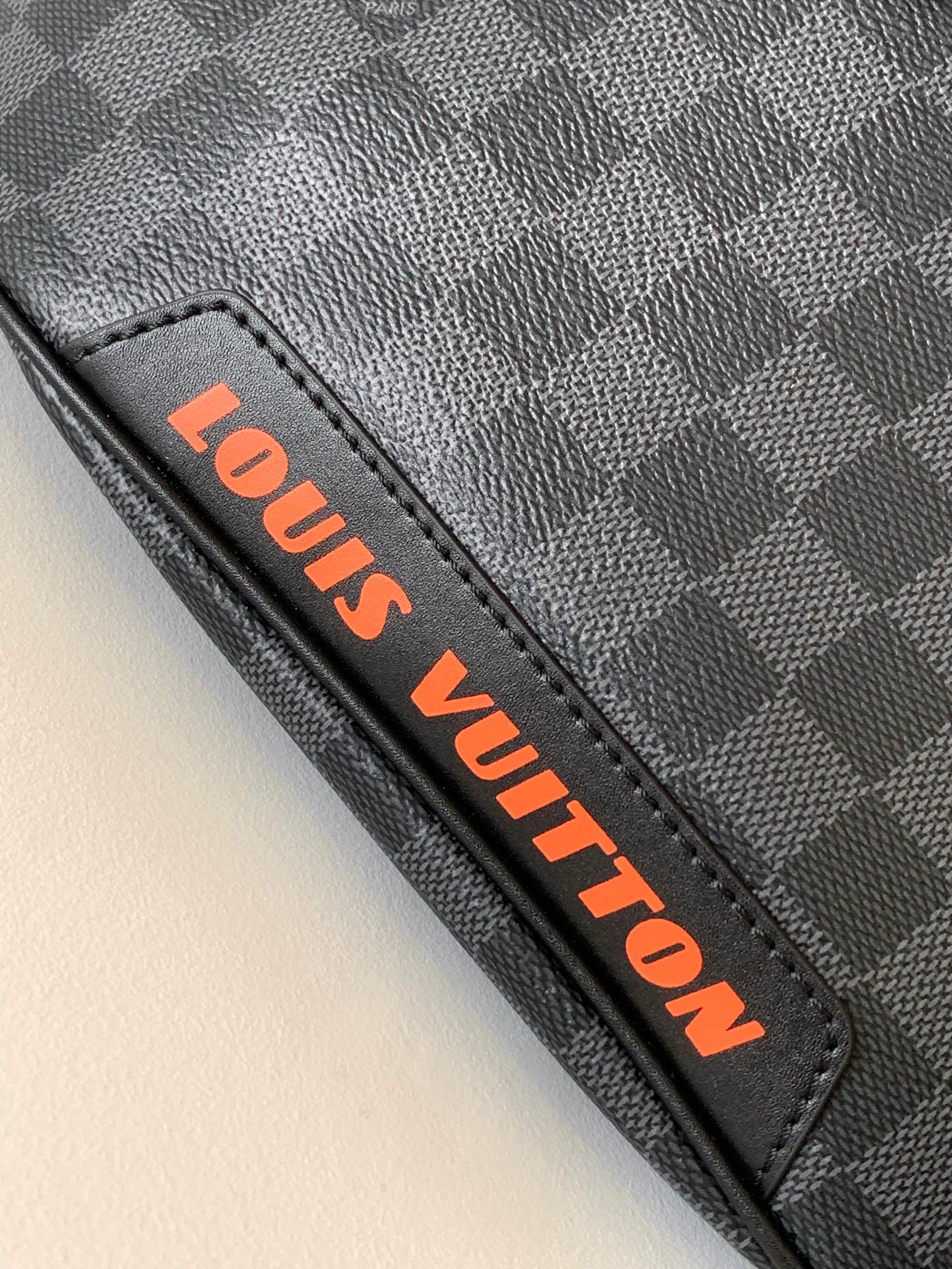 LV 25S BUMBAG 37 IN BLACK AND ORANGE COATED MONOGRAM CALFSKIN