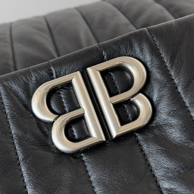 MONACO BAG 43 IN BLACK QUILTED THIN CALFSKIN SILVER HARDWARE