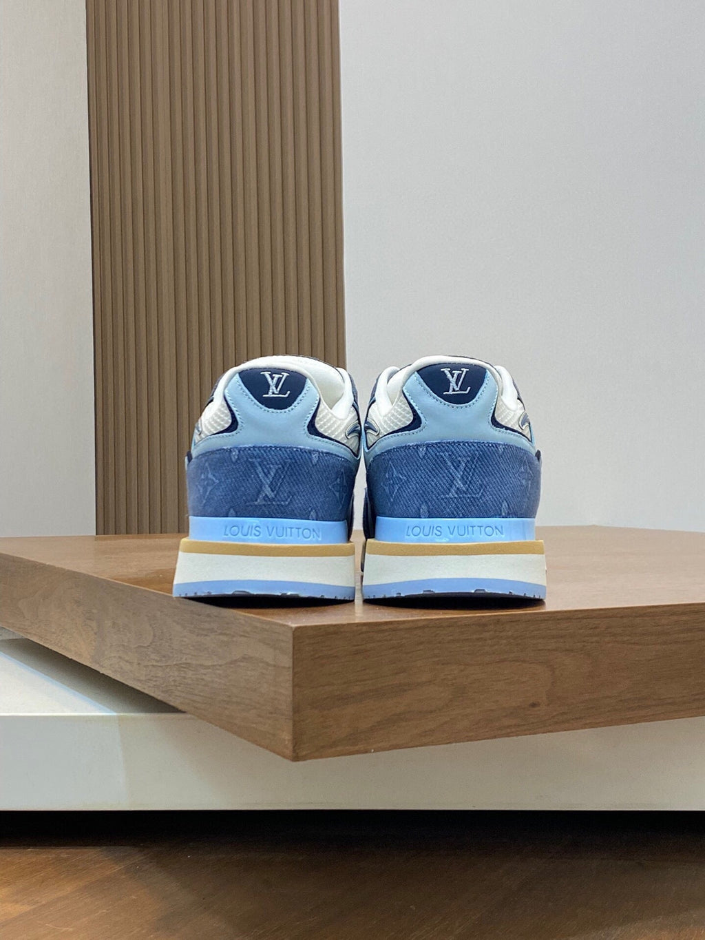 LV RUN WAY TRAINERS SHOES LIGHT BLUE