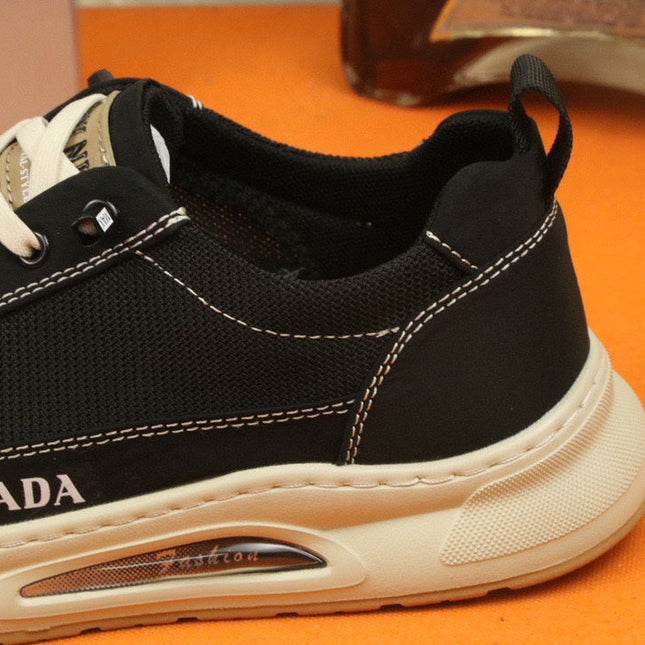 PRA SNEAKER IN BLACK MIX WHITE MESH FABRIC AND SUEDE