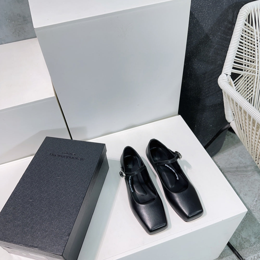 EMBELLISHED BILLIE FLATS IN BLACK CALFSKIN