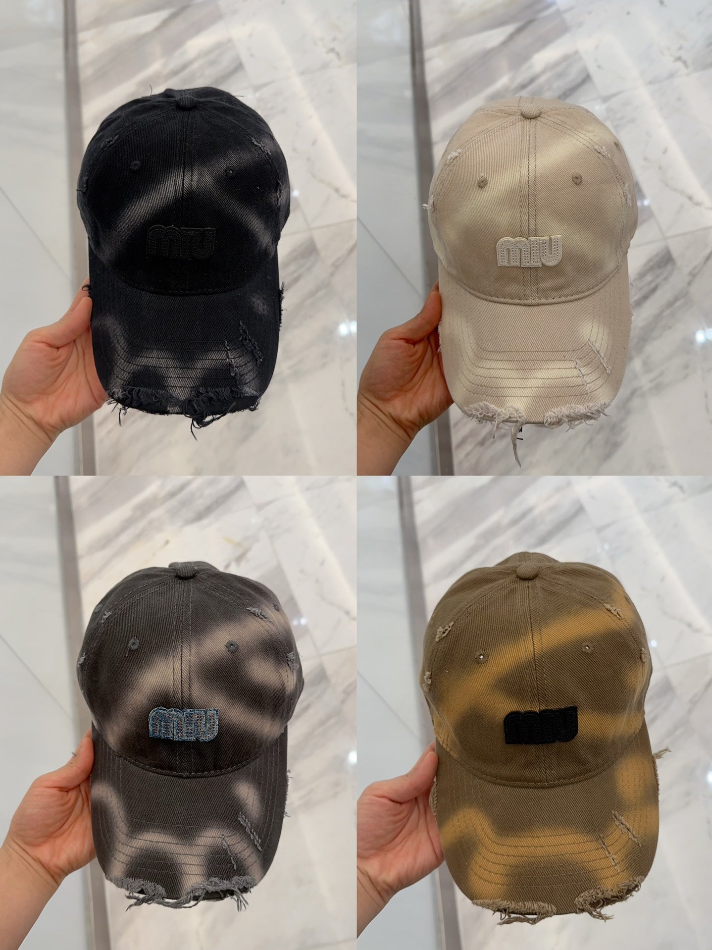 MIUMIU BASEBALL CAP IN BROWN DISTRESSED FABRIC STYLE 1